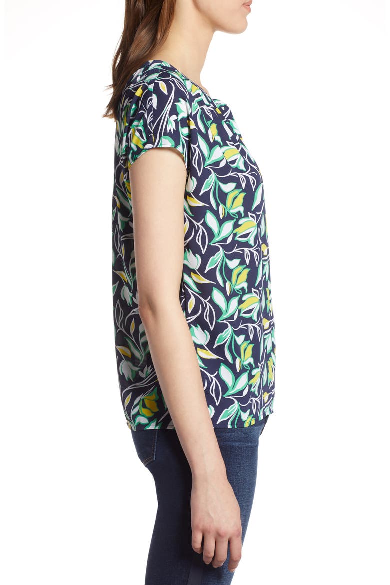 Hidden Button Blouse, Alternate, color, NAVY FLORAL