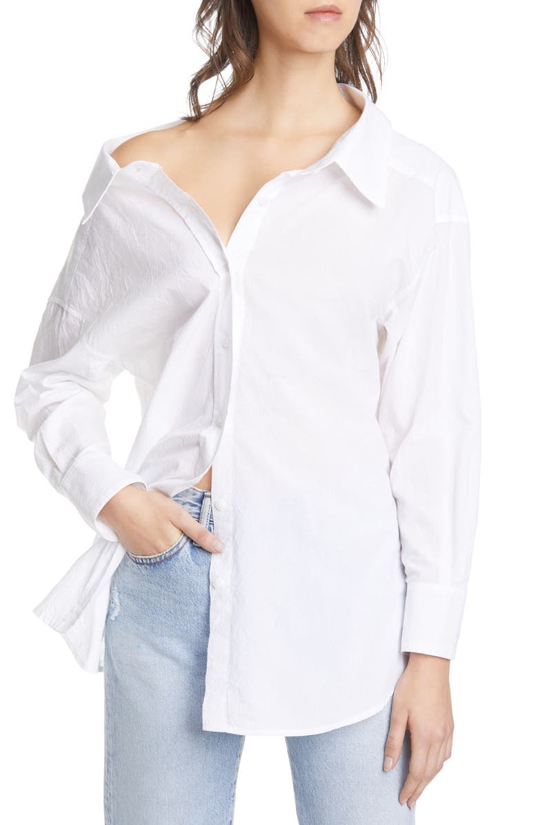 Simon Miller Tabor Off the Shoulder Cotton Poplin Shirt, Alternate, color, 