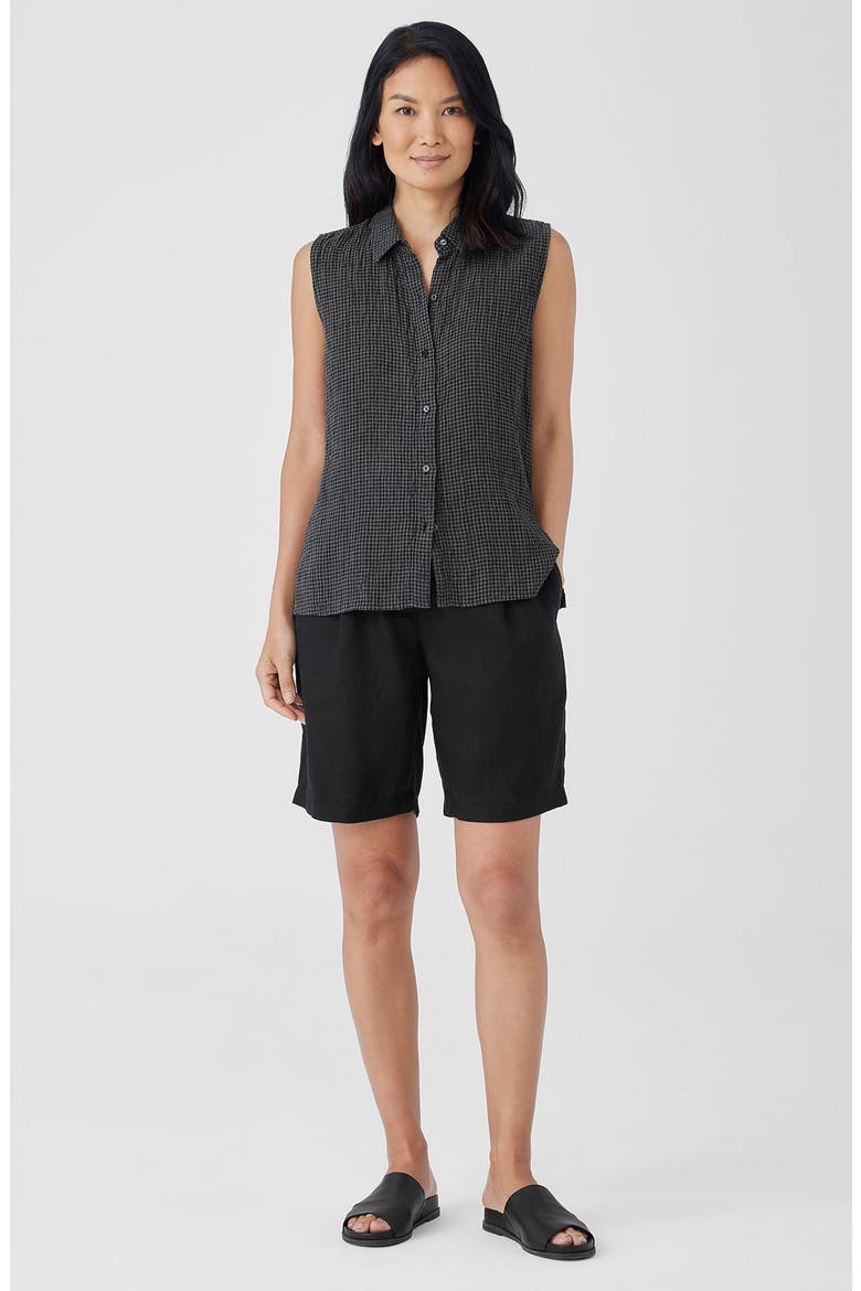 Organic Linen Shorts, Alternate, color, BLACK