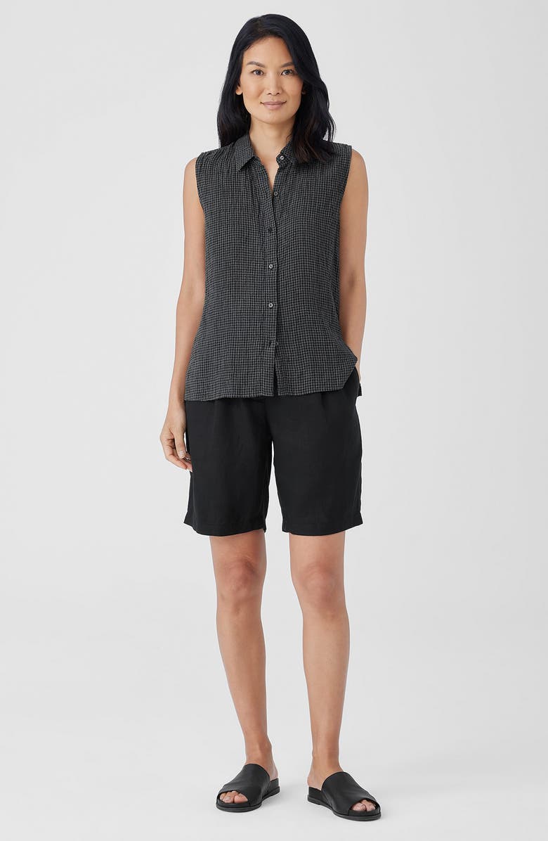 Eileen Fisher Organic Linen Shorts, Alternate, color, Black