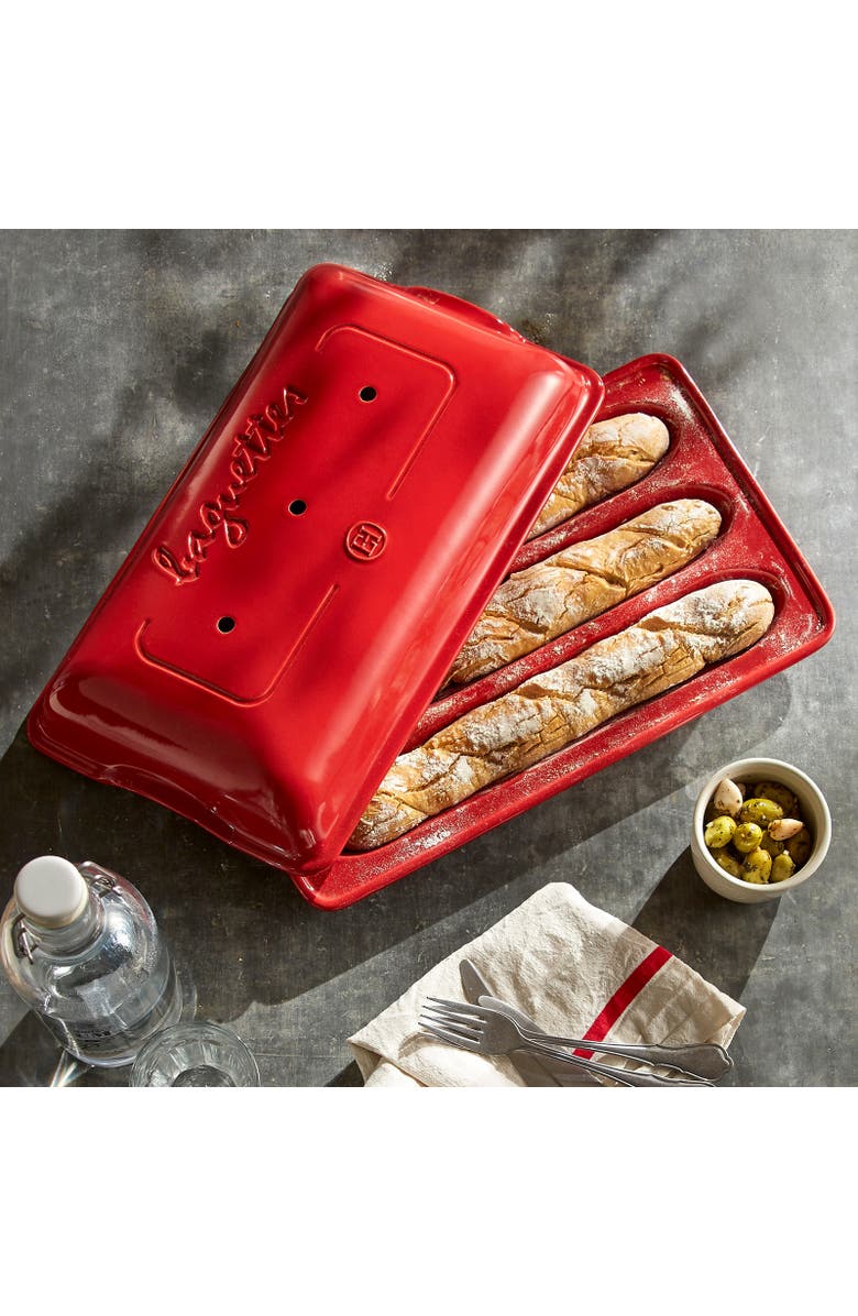 Emile Henry Flame Baguette Baker, Alternate, color, Burgundy