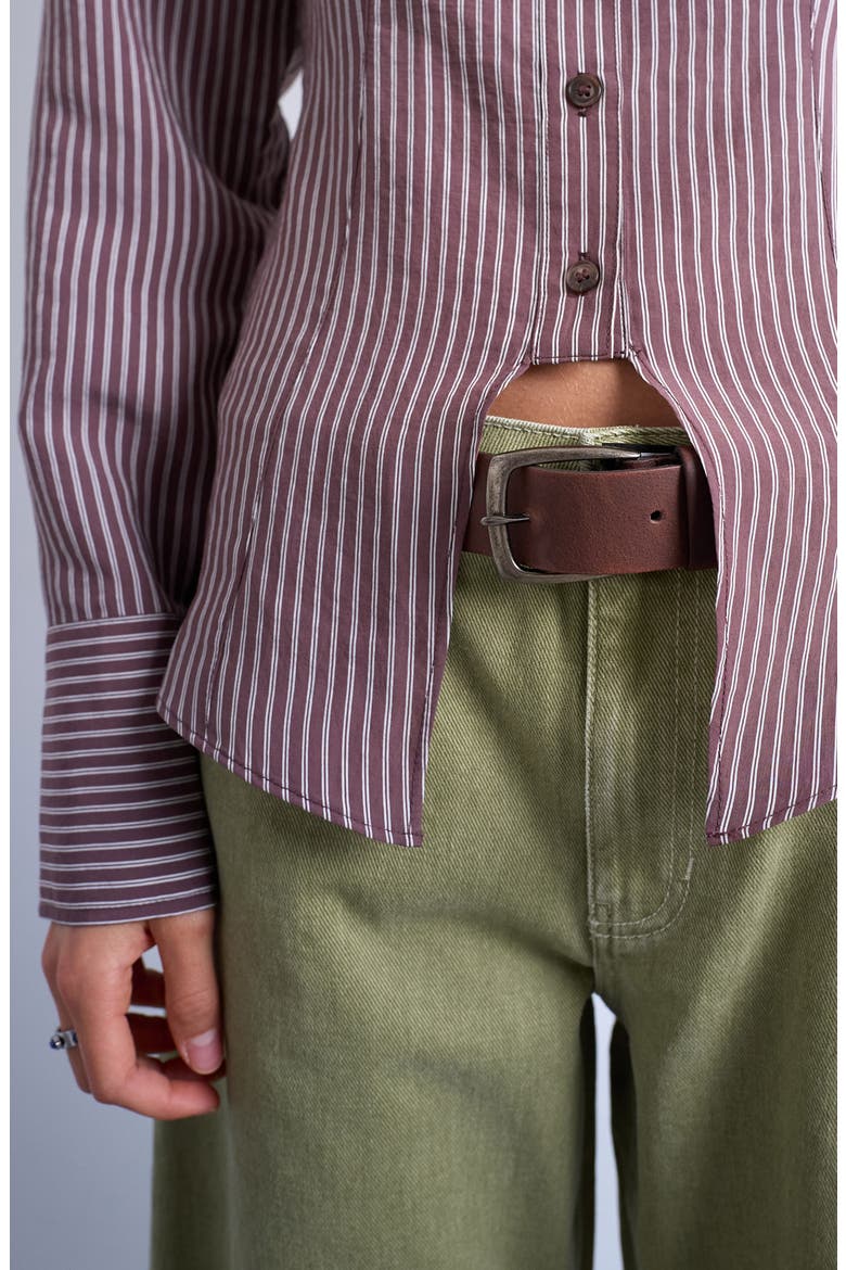 Split Front Cotton Blend Button-Up Shirt, Alternate, color, BURGUNDY