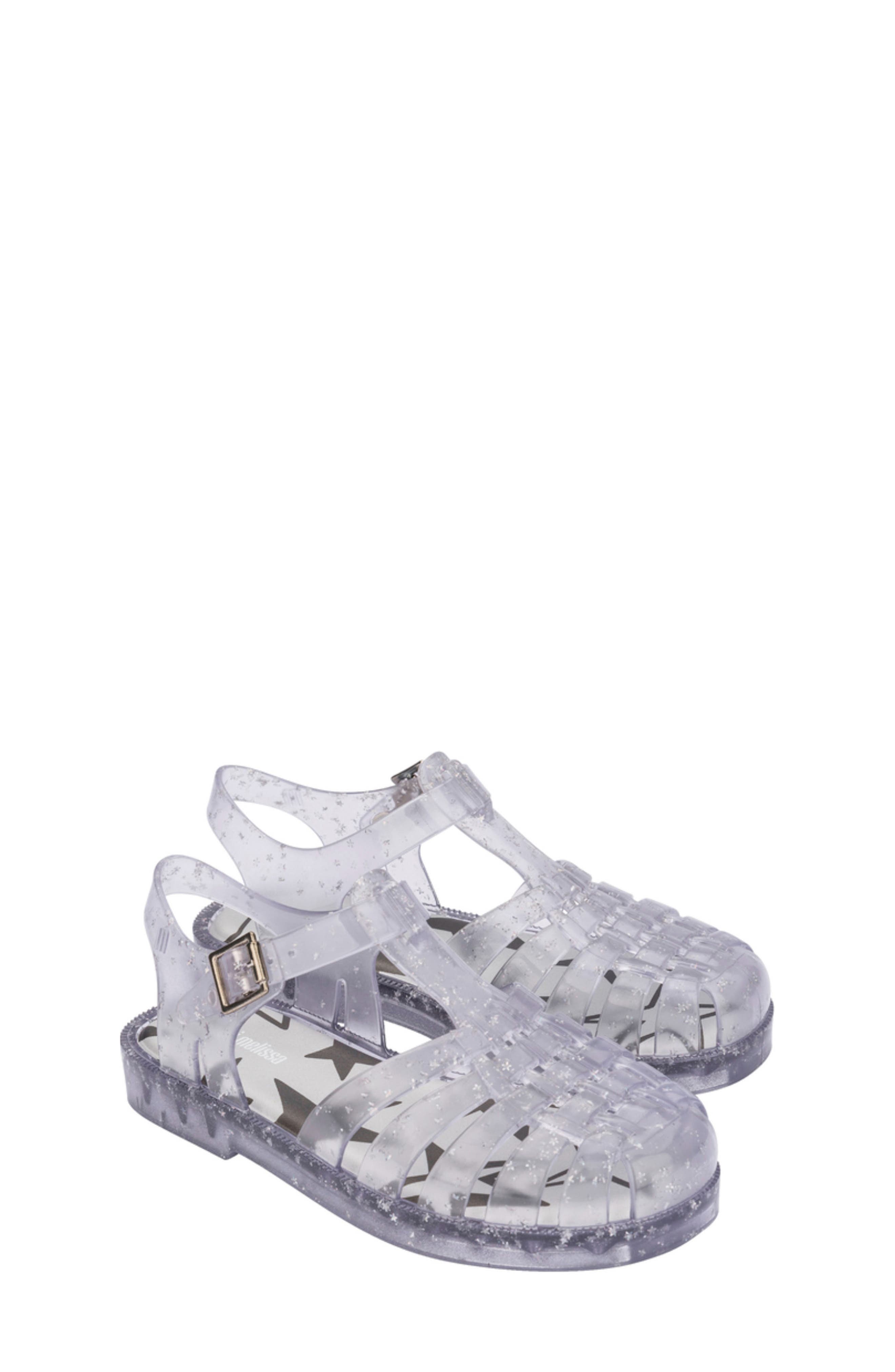 Melissa Kids' Possession Metallic Jelly Sandal, Main, color, Glitter Clear