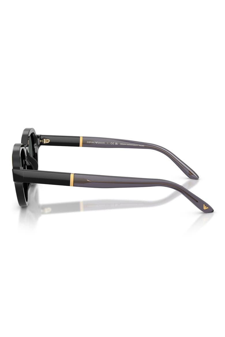 47mm Small Irregular Sunglasses, Alternate, color, SHINY BLACK / DARK GREY