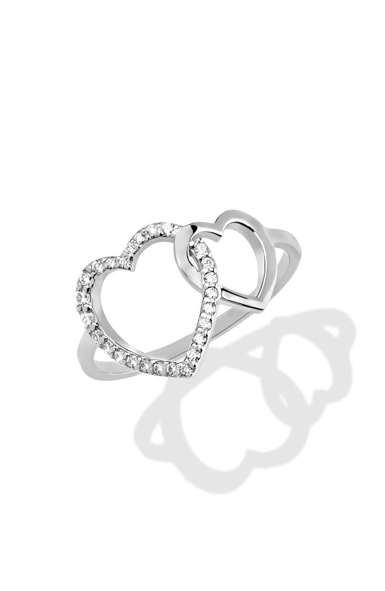 LANA 14K Gold Interlocking Diamond Heart Ring, Main, color, Silver