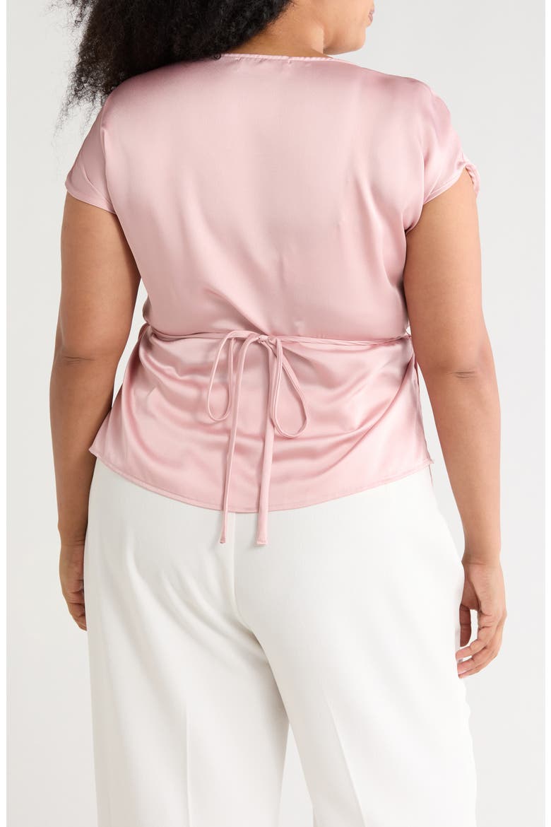 Satin Crossover Front Top, Alternate, color, PINK