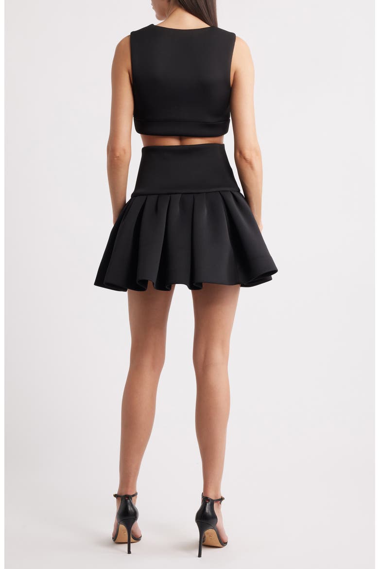 Pamina Crop Top & Skater Miniskirt Set, Alternate, color, BLACK