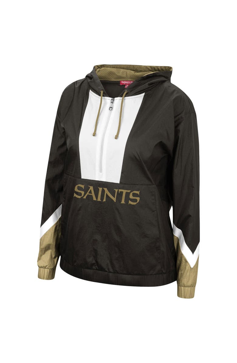 Mitchell & Ness Women's Mitchell & Ness Black New Orleans Saints Half-Zip Windbreaker Hoodie, Alternate, color,