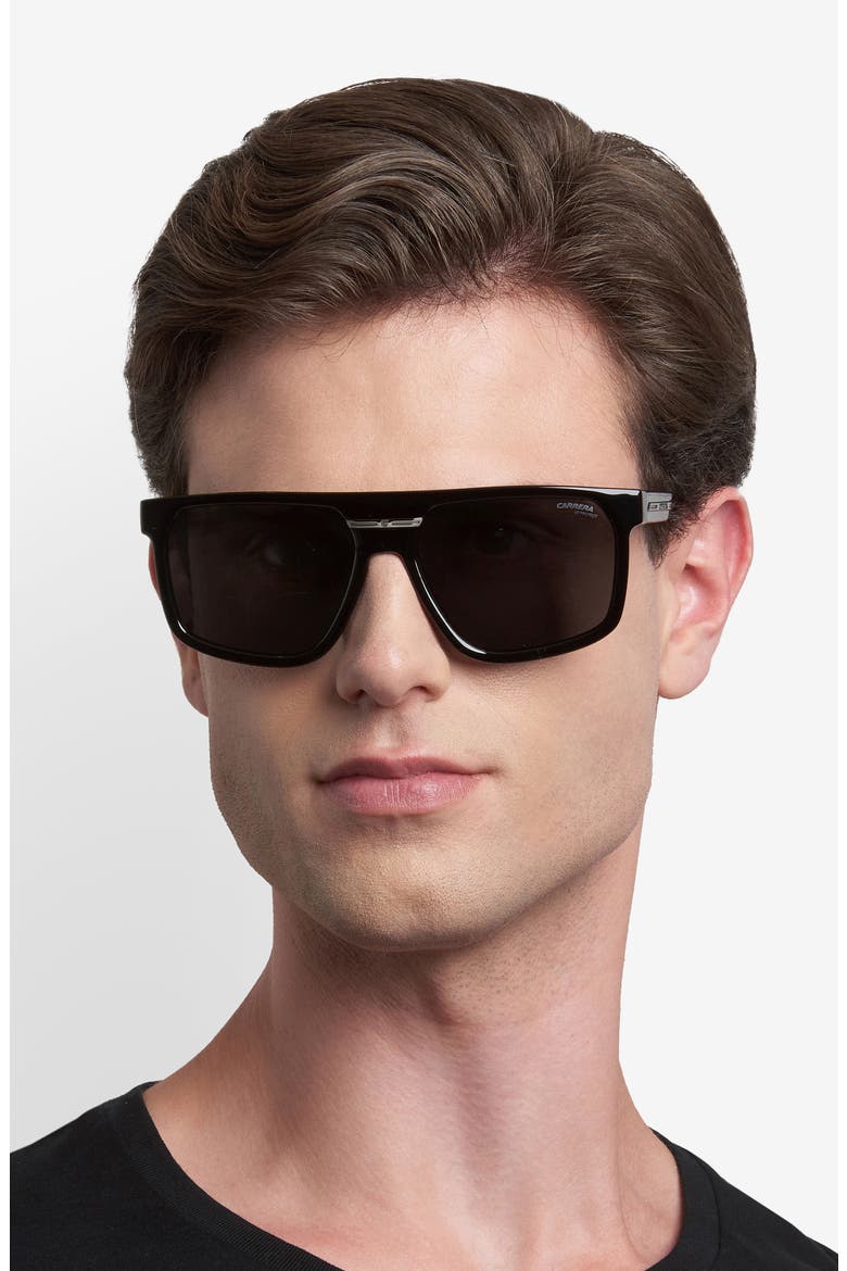 Victory C 60mm Square Flat Top Sunglasses, Alternate, color, BLACK/ GREY