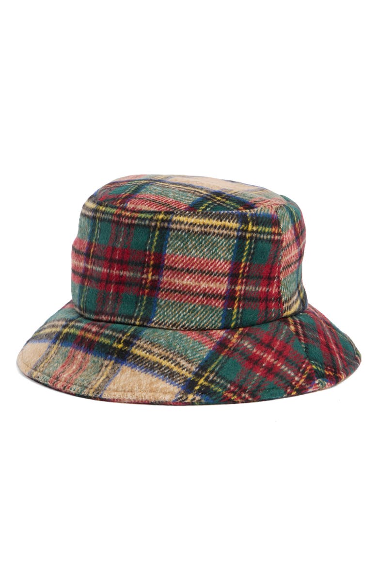 Steve Madden Tartan Plaid Bucket Hat, Alternate, color, Ivory Multi