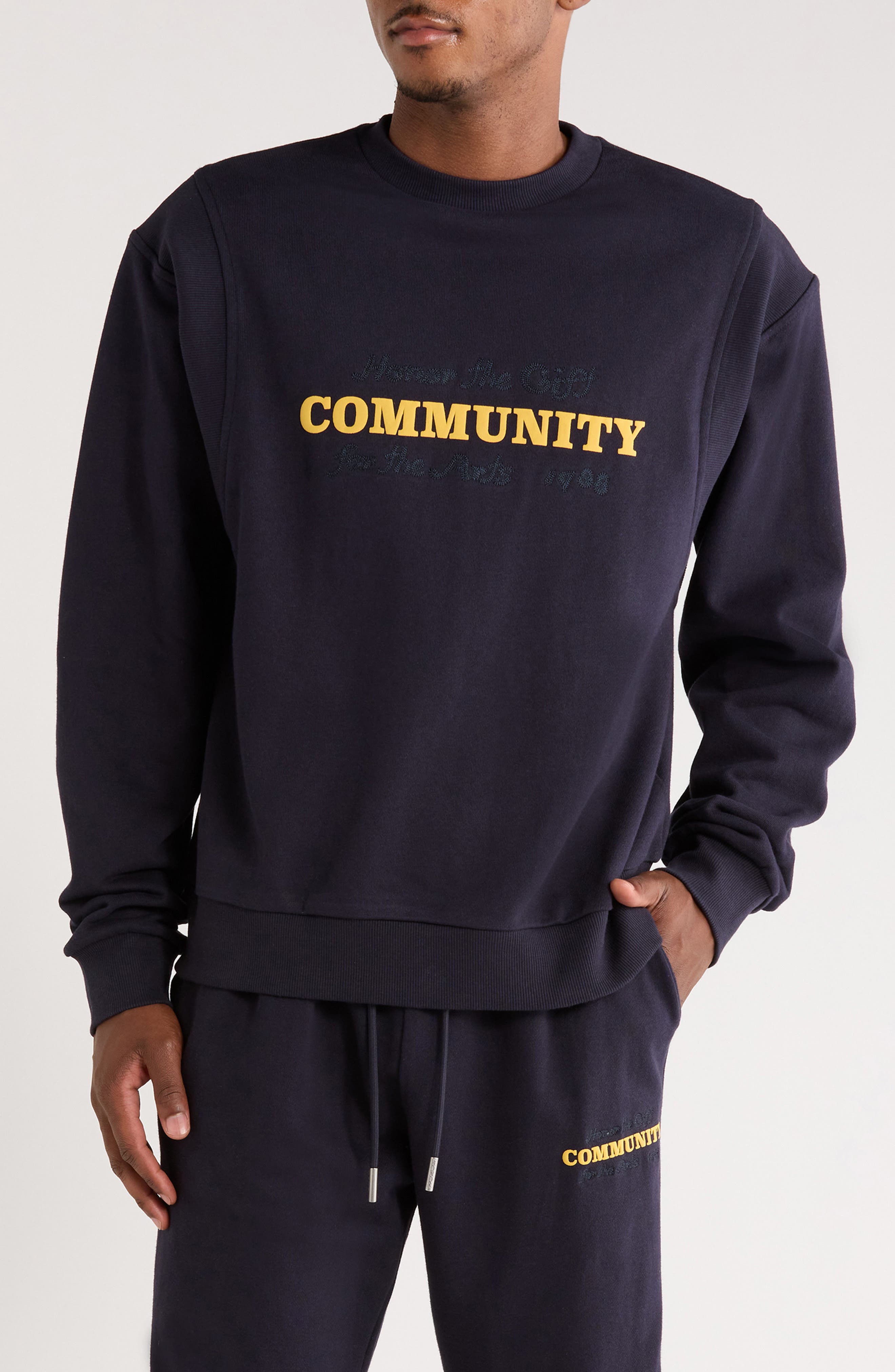 HONOR THE GIFT Track Crew Cotton Graphic Sweatshirt