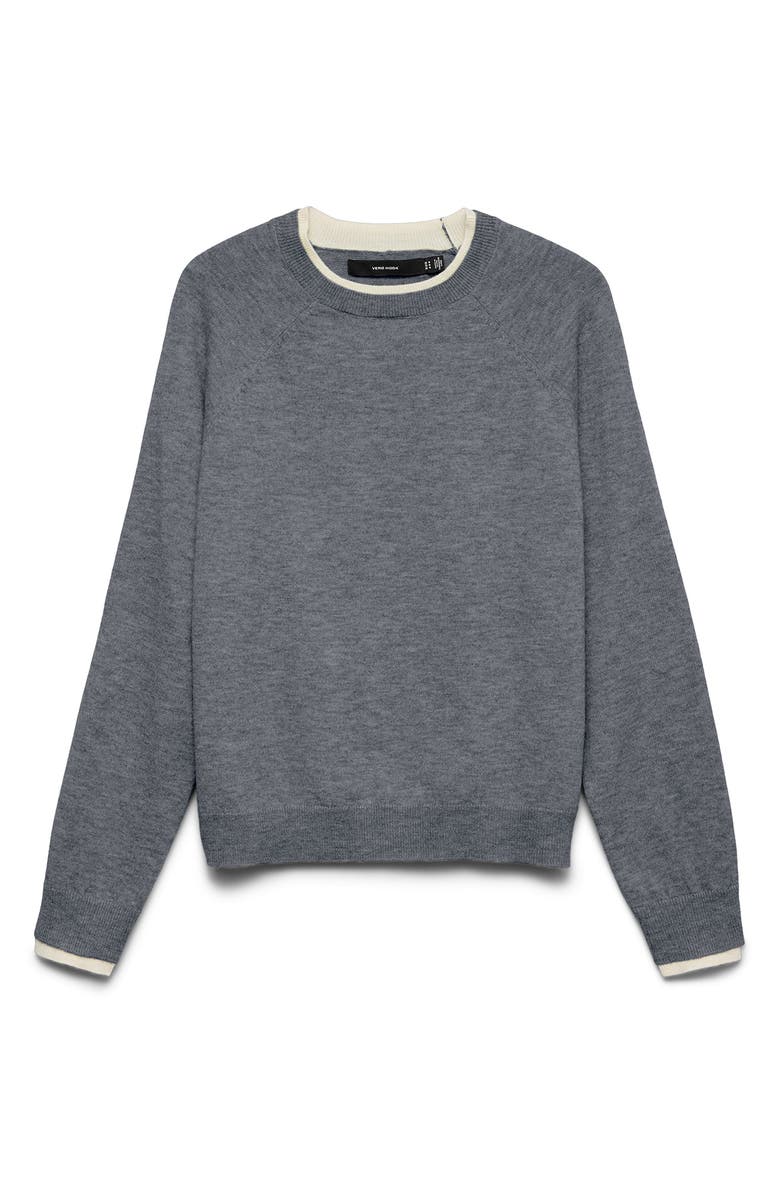 VERO MODA Wonderful Faux Layered Sweater, Alternate, color, Medium Grey Melange