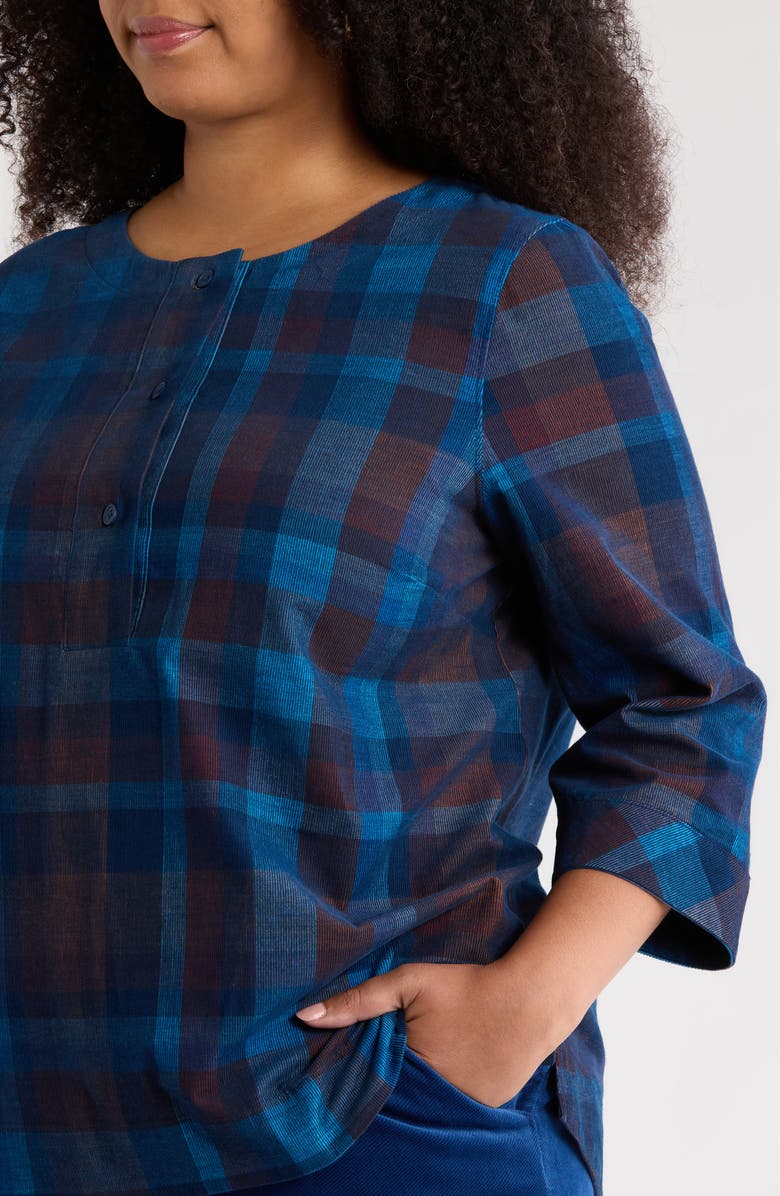 Seasalt Cornwall Tithonia Plaid Organic Cotton Corduroy Top, Alternate, color, Honesty Sea Cave