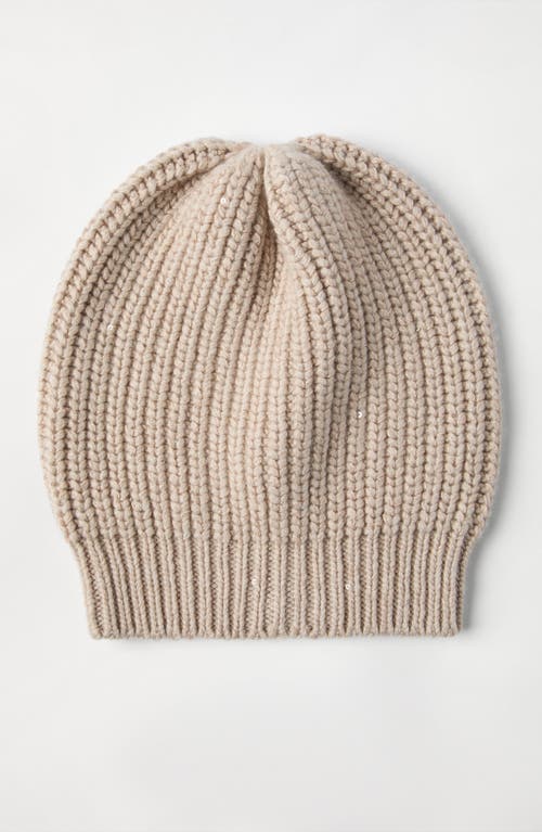 Brunello Cucinelli Cashmere And Silk Beanie In Beige
