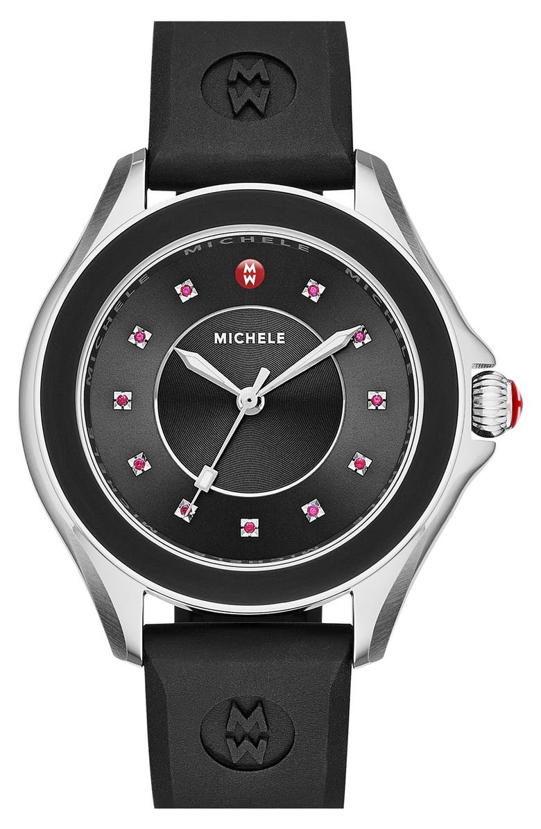 MICHELE Cape Topaz Dial Watch Head & Silicone Strap, 40mm, Main, color,