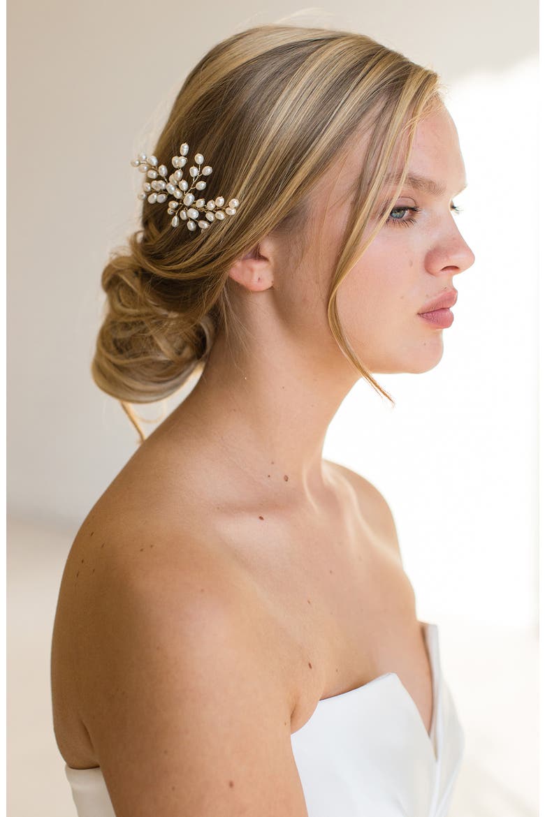 Enola Freshwater Pearl Comb (Nordstrom Exclusive), Alternate, color, SILVER