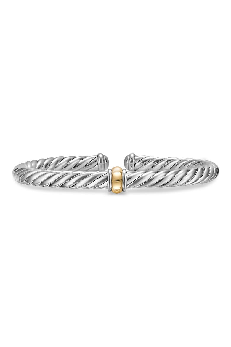 Cable Flex Center Station Bracelet in Sterling Silver with 14K Yellow Gold, 6mm, Main, color, SILVER