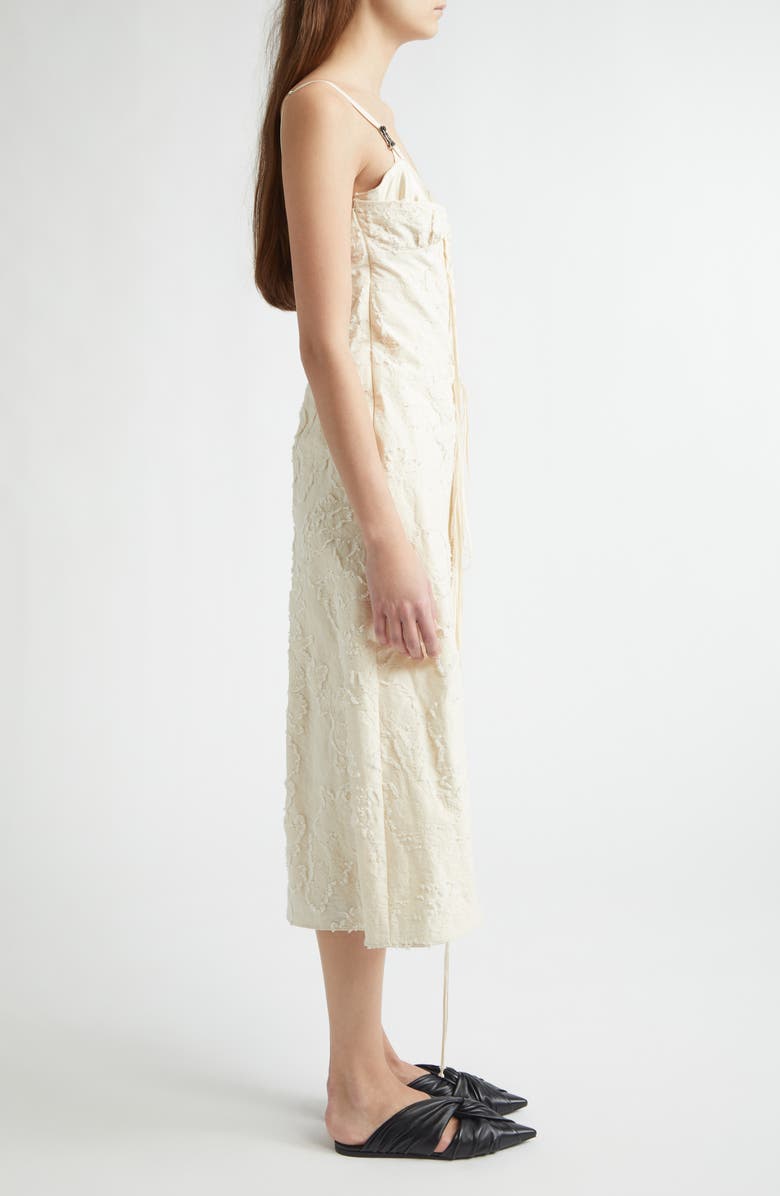 Meruert Tolegen Double Cup Floral Jacquard Midi Dress, Alternate, color, Cream