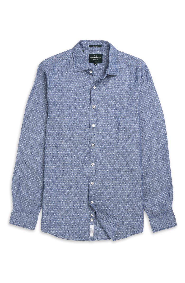 Rodd & Gunn Bendrose Sports Fit Diamond Jacquard Linen Button-Up Shirt, Alternate, color, 