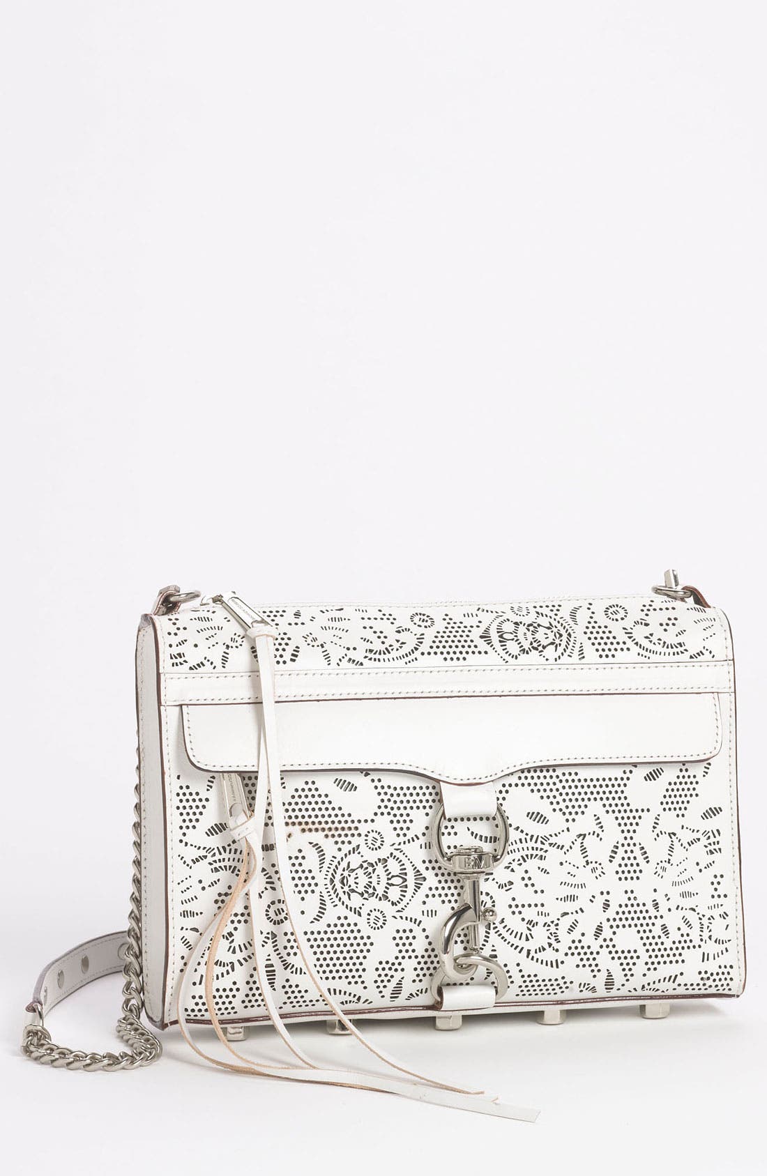 Rebecca Minkoff 'Lasercut MAC' Leather Crossbody Clutch, Main, color, 