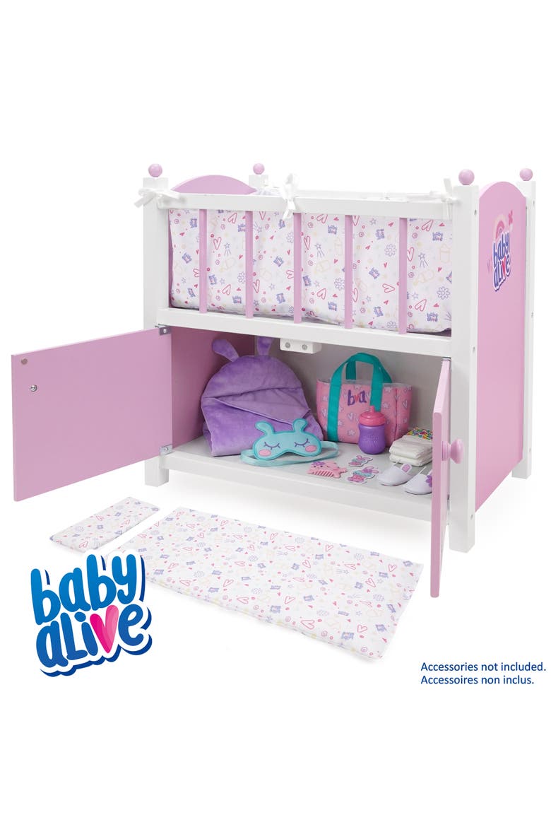 Baby Alive 2-In-1 Wooden Doll Crib, Alternate, color, Multicolored