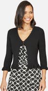 Yumi Tie Front Frilled Hem Ribbed Cardigan