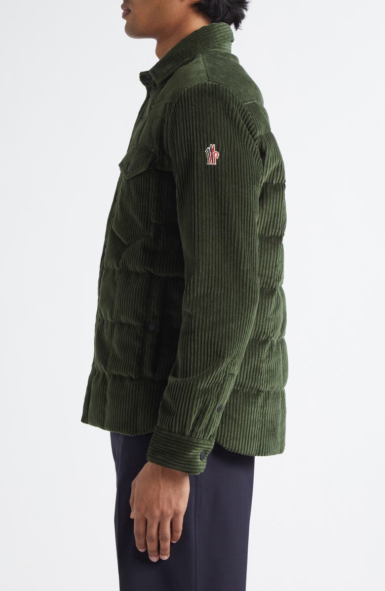 Moncler Gelt Corduroy Puffer Down Shirt Jacket, Alternate, color, Thyme