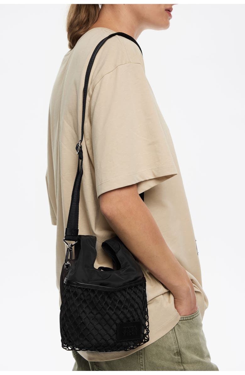 Bimba y Lola Nylon Mini Paper Bag, Alternate, color, Charcoal