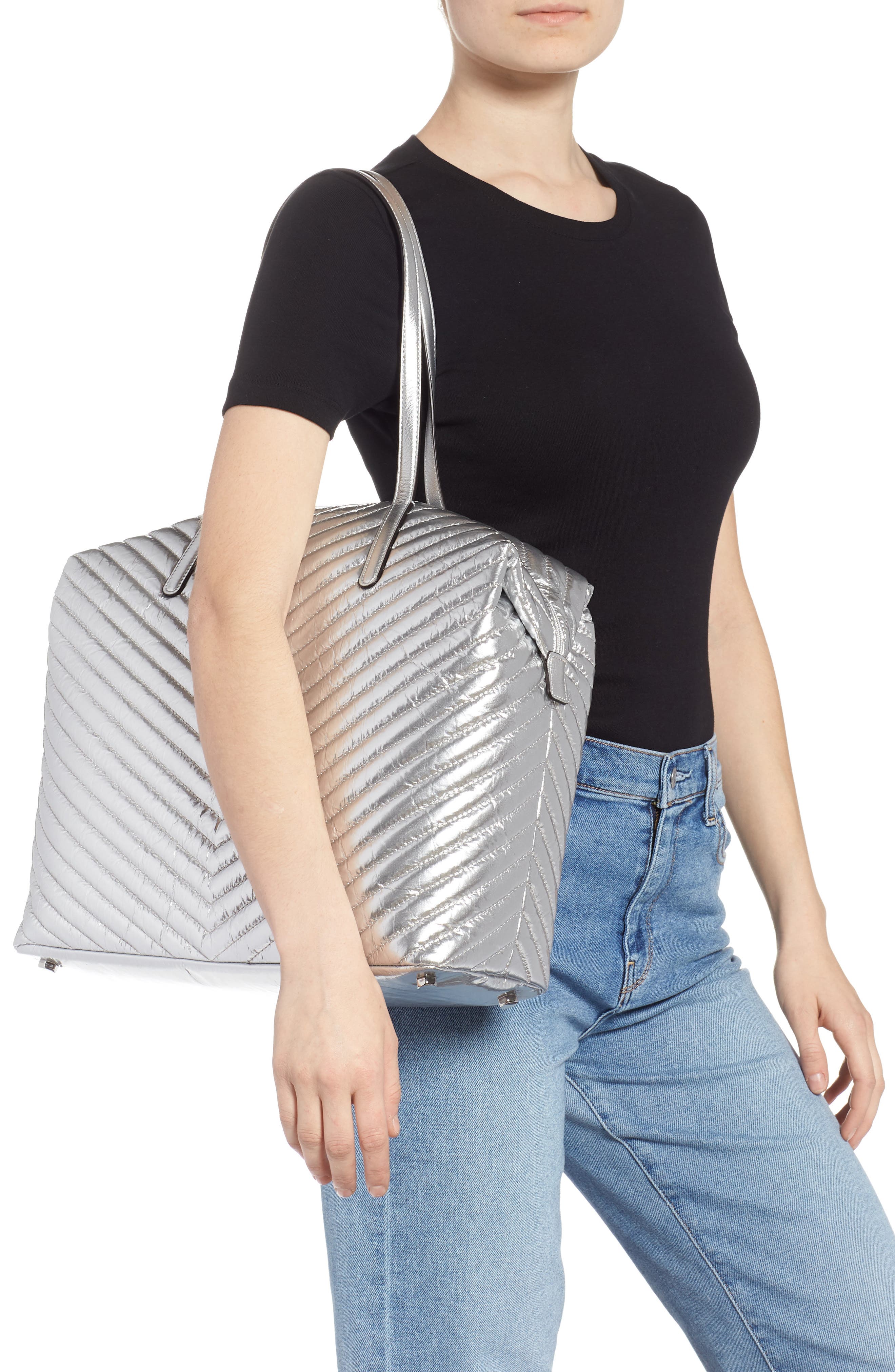 Rebecca Minkoff Quilted Nylon Tote, Alternate, color, 