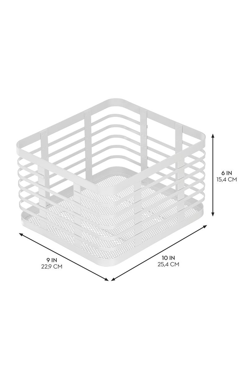 mDesign Metal Pantry Basket with Handles - Set of 4 - Matte White, Alternate, color, White