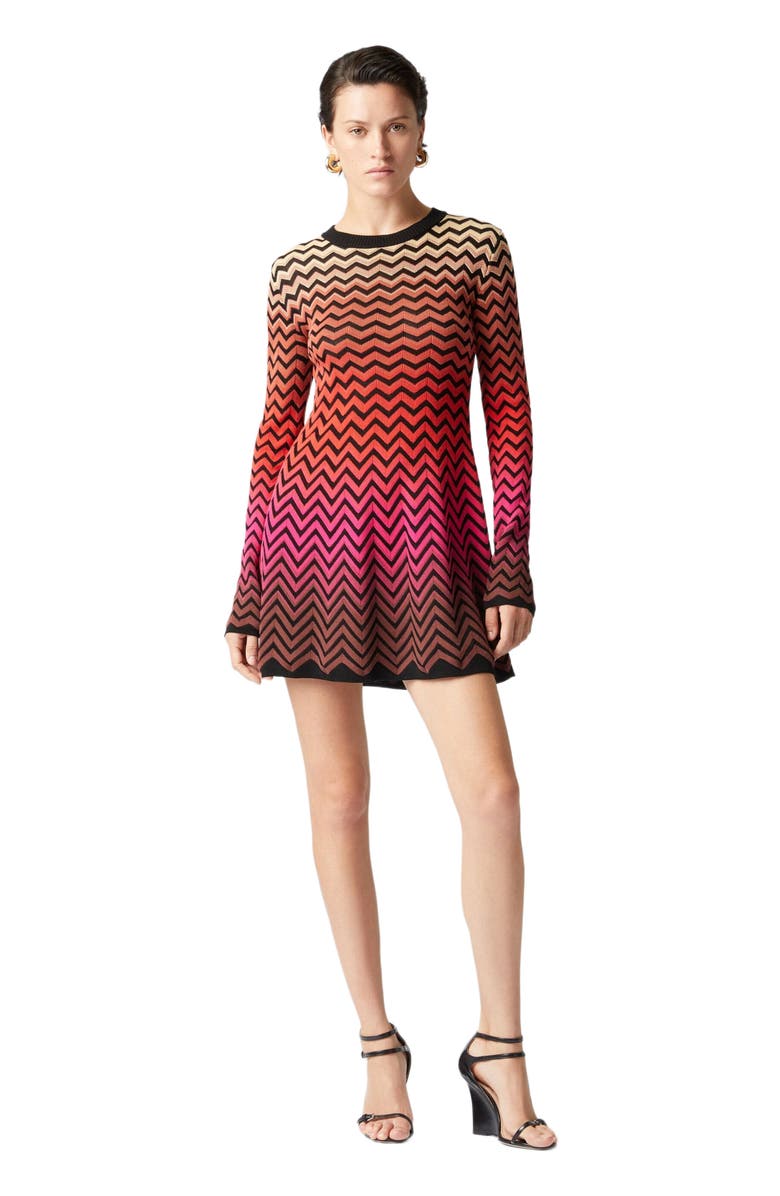 Missoni Flared Mini-dress With Dégradé Chevron Motif, Main, color, Multicoloured