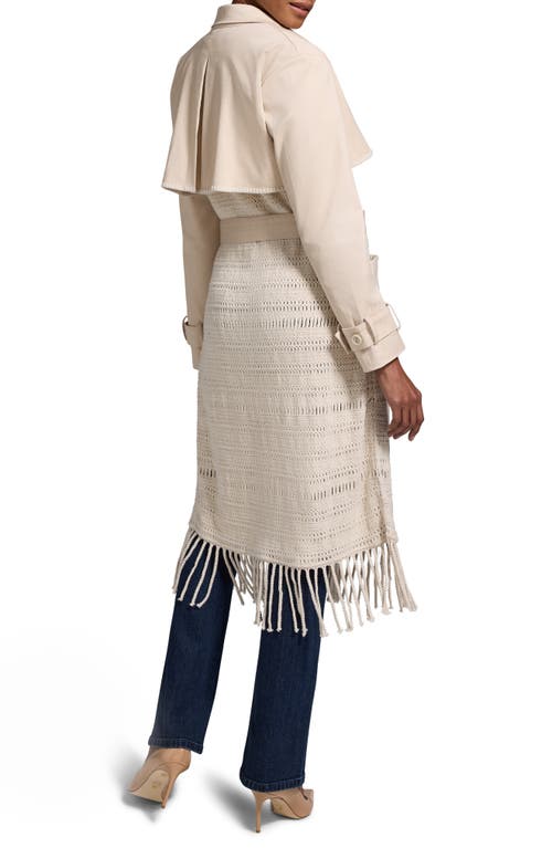 Nic + Zoe Nic+zoe Mixed Media Fringe Knit Jacket In Cream Multi
