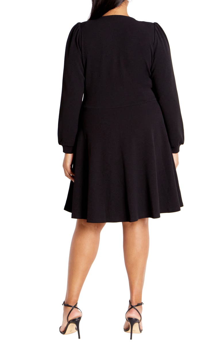 City Chic Karter Long Sleeve Fit & Flare Dress, Alternate, color, 