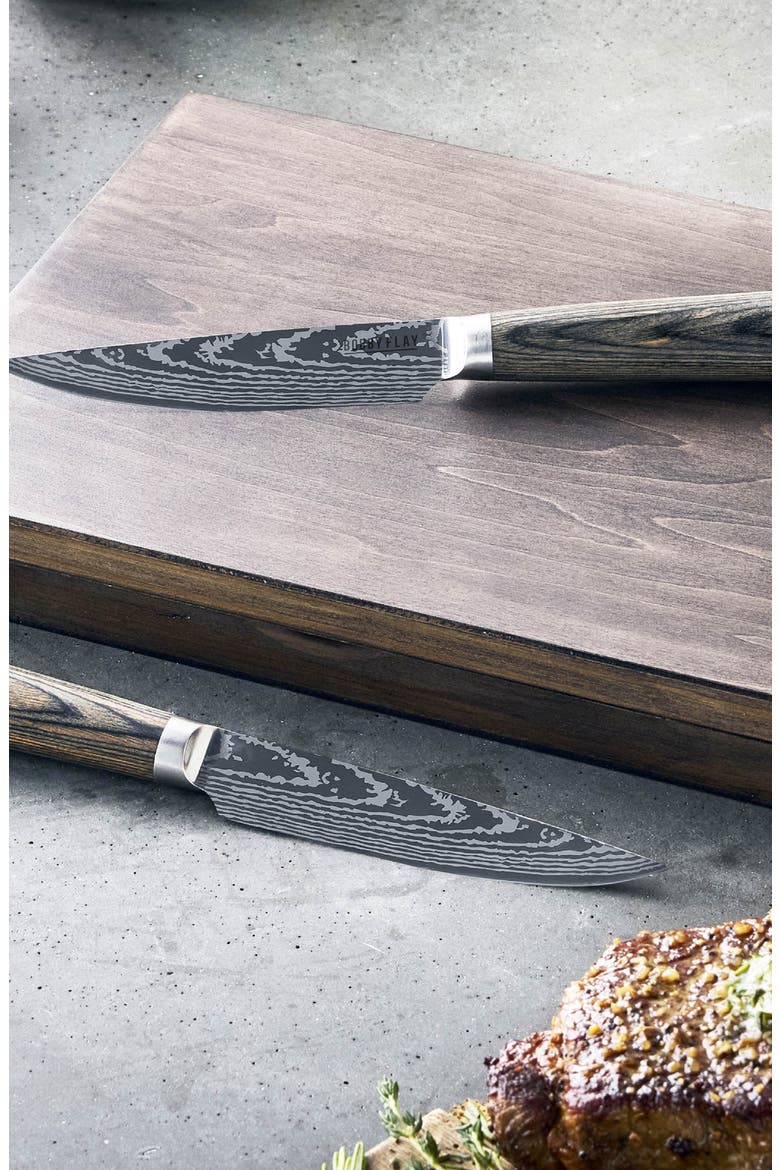 x Bobby Flay Stainless Steel 6-Piece Steak Knife Set, Alternate, color, BROWN
