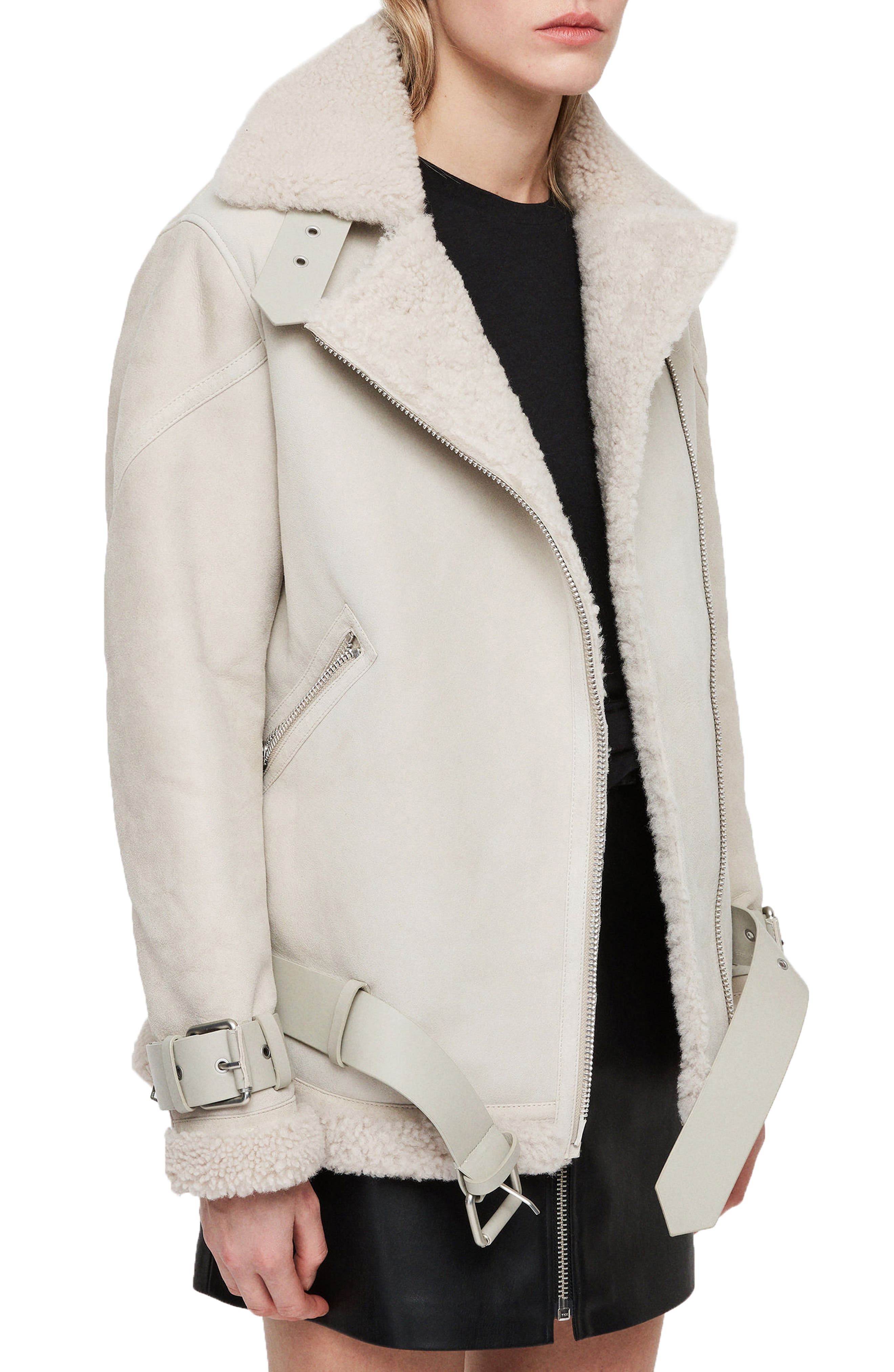 AllSaints Hawley Genuine Shearling Jacket (Women) | Nordstromrack