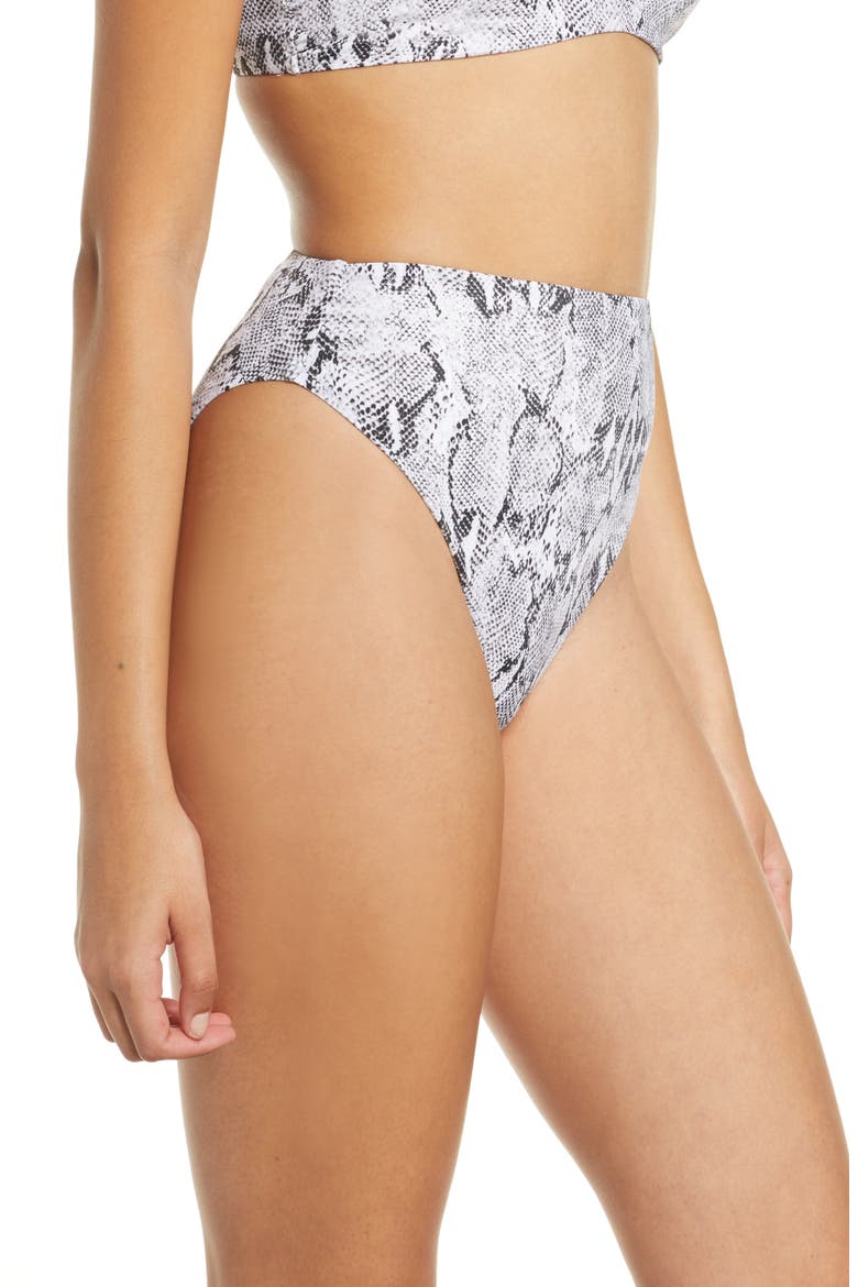 Easy Retro High Waist Swim Bottoms, Alternate, color, WHITE SNAKESKIN