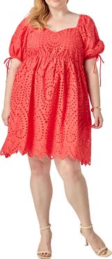 English Factory Scallop Edge Cotton Eyelet Minidress