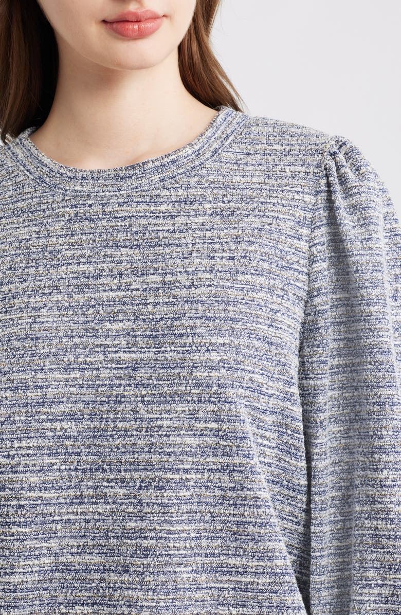 AK ANNE KLEIN Balloon Sleeve Knit Top, Alternate, color, Distant Mountain / White Dove