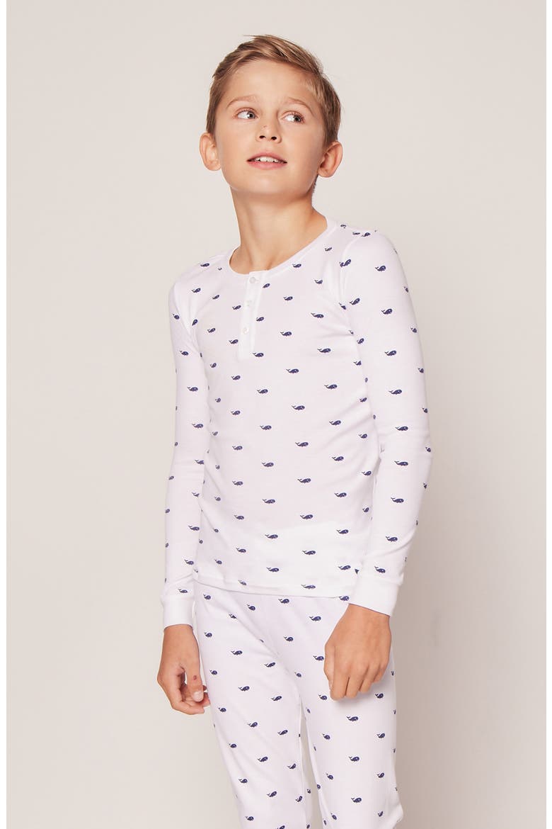 Kids' Print Fitted Two-Piece Pima Cotton Pajamas, Alternate, color, WHITE