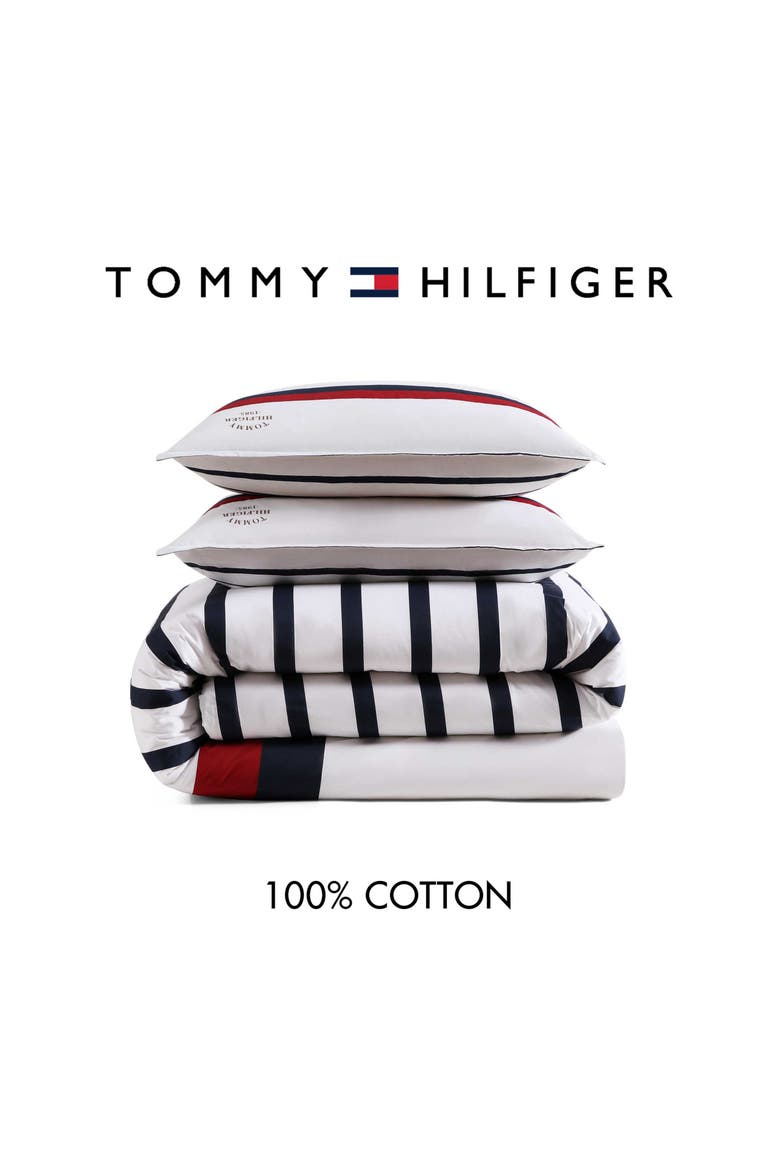 Classic Stripe Comforter & Shams Set, Alternate, color, WHITE/ RED/ NAVY