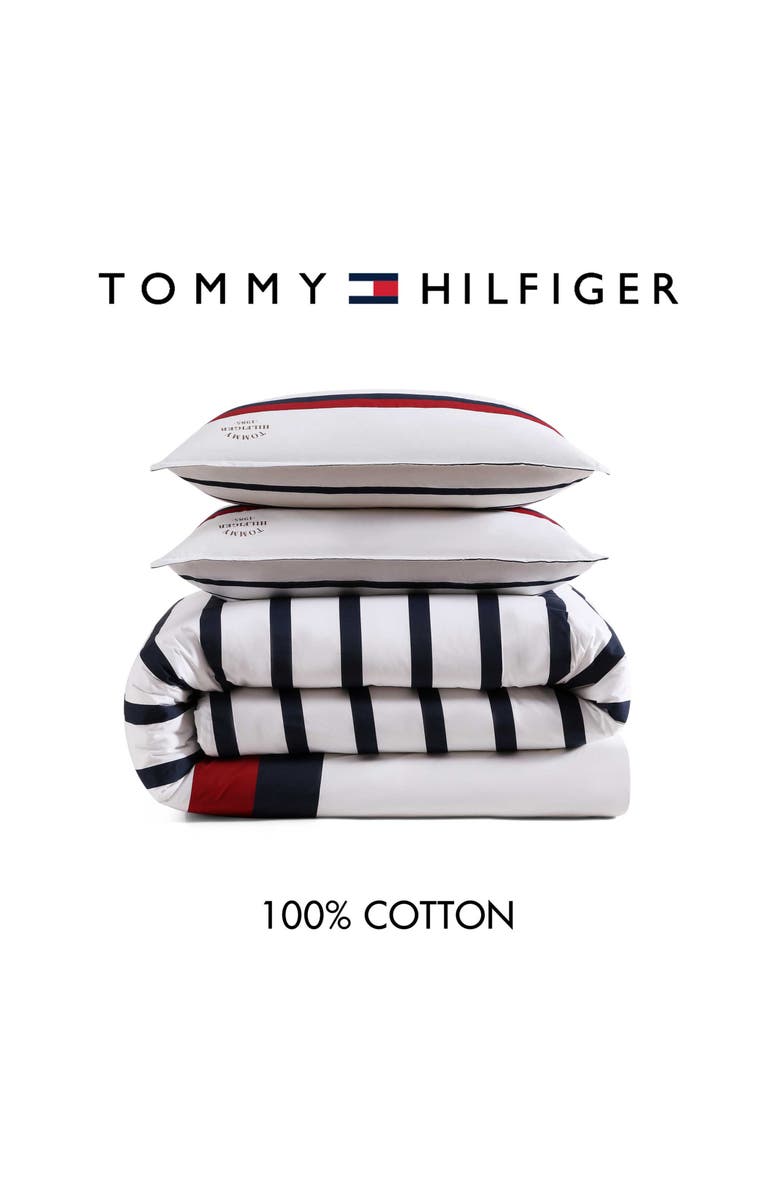 Tommy Hilfiger Classic Stripe Comforter & Shams Set, Alternate, color, White/ Red/ Navy