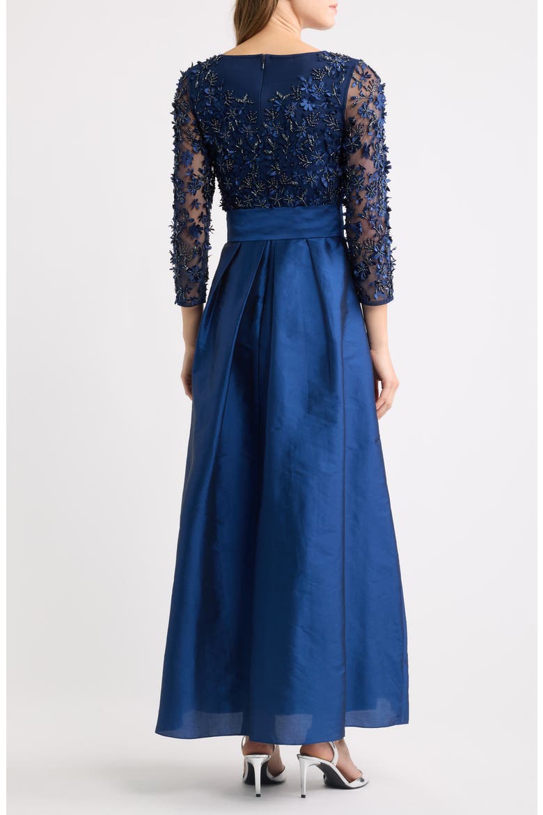 3D Floral Bodice Beaded Gown, Alternate, color, NAVY 410
