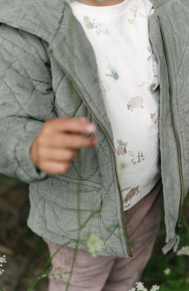 Pehr Organic Cotton Corduroy Quilted Hooded Jacket, Alternate, color, Green