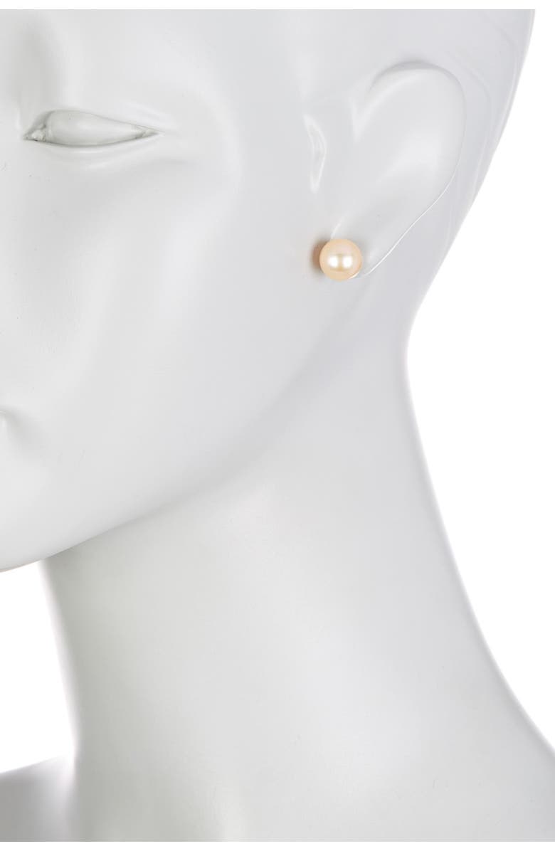 SPLENDID PEARLS 14K Yellow Gold 10-10.5mm Pink Cultured Freshwater Pearl Stud Earrings, Alternate, color,
