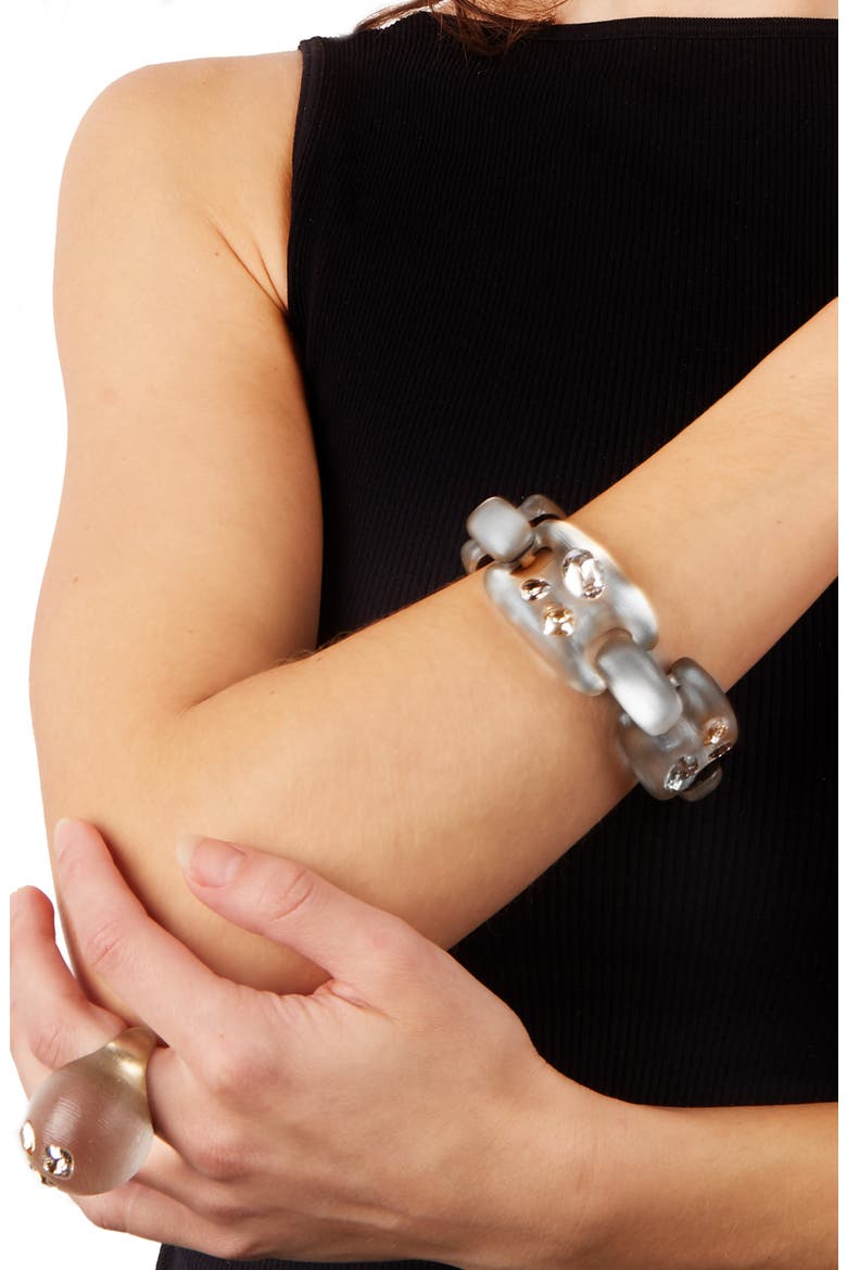 Future Antiquity Crystal Stud Soft Link Bracelet Alexis Bittar Future Antiquity Crystal Bypass Bangle, Alternate, color, SILVER