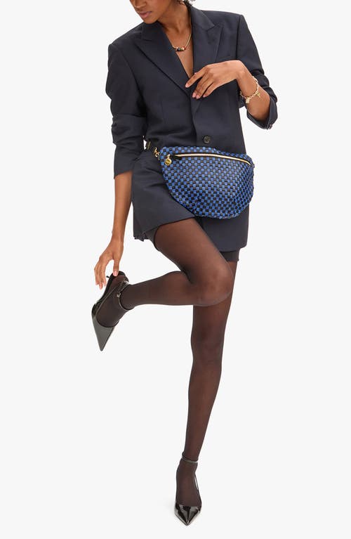 Clare V . Grande Woven Leather Belt Bag In Blue