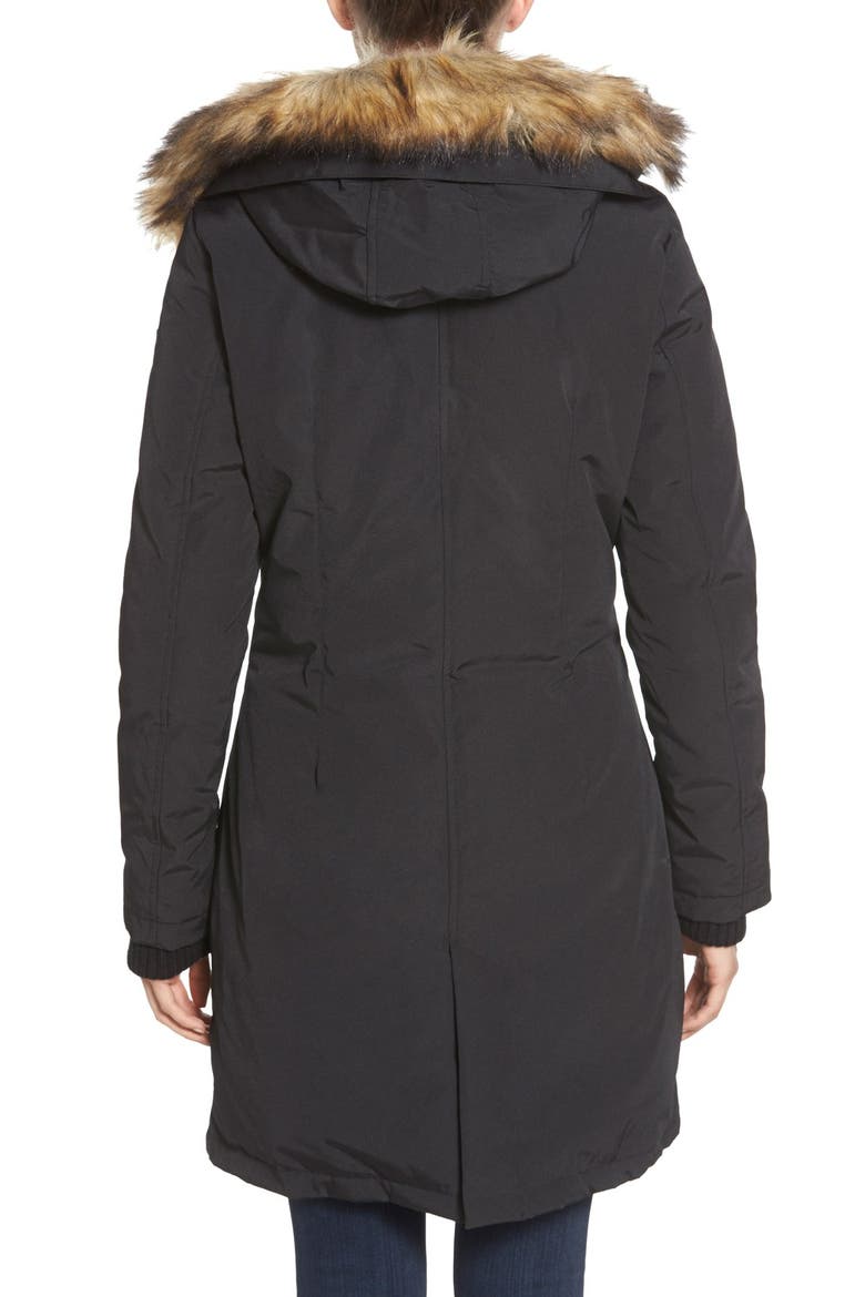 Down & Feather Fill Parka with Faux Fur Trim, Alternate, color, BLACK