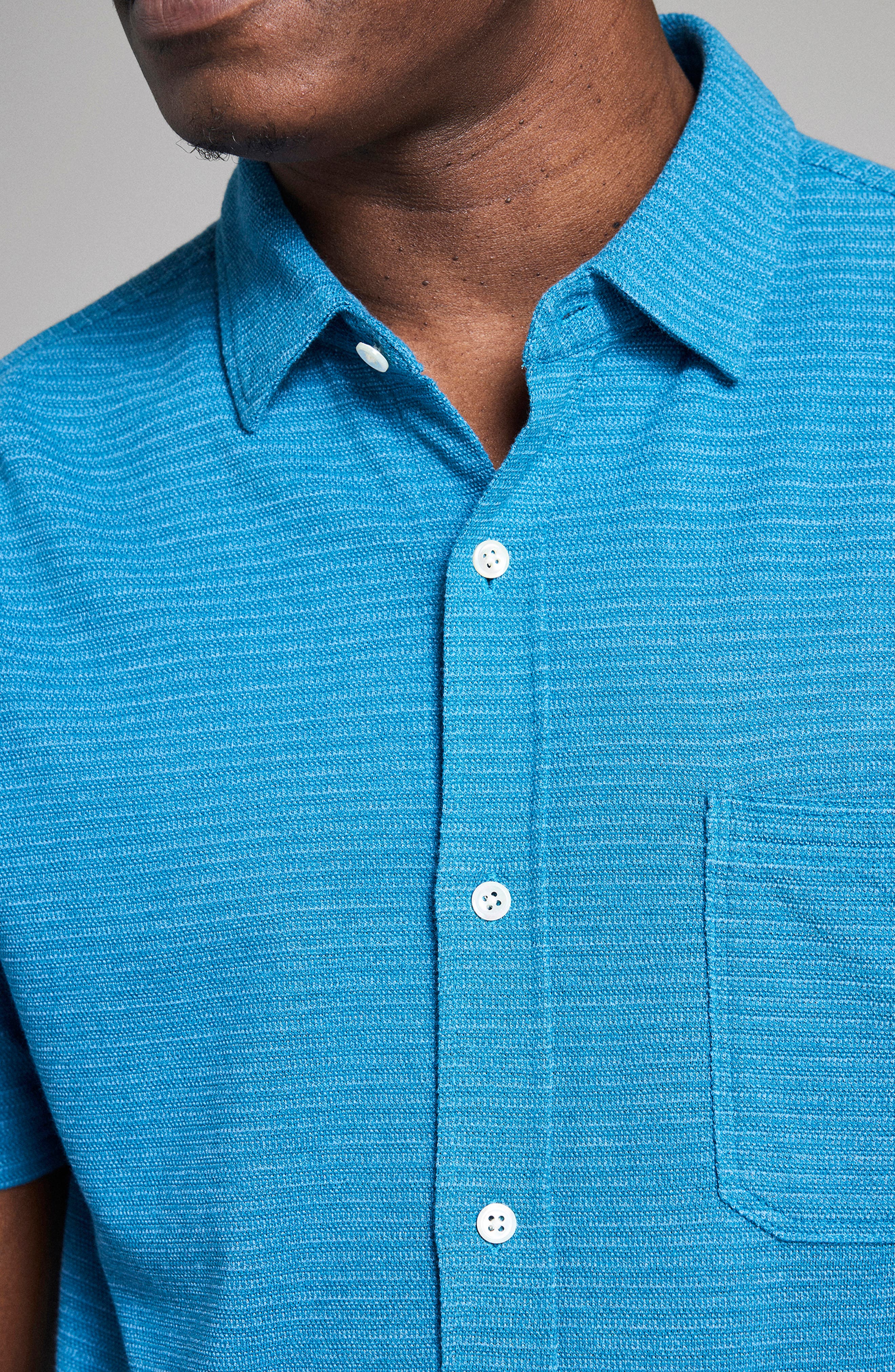 Textured Treme Knit Short Sleeve Button-Up Shirt - image 2