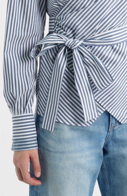 Hugo Boss Boss Bekania Stripe Wrap Top In Blue