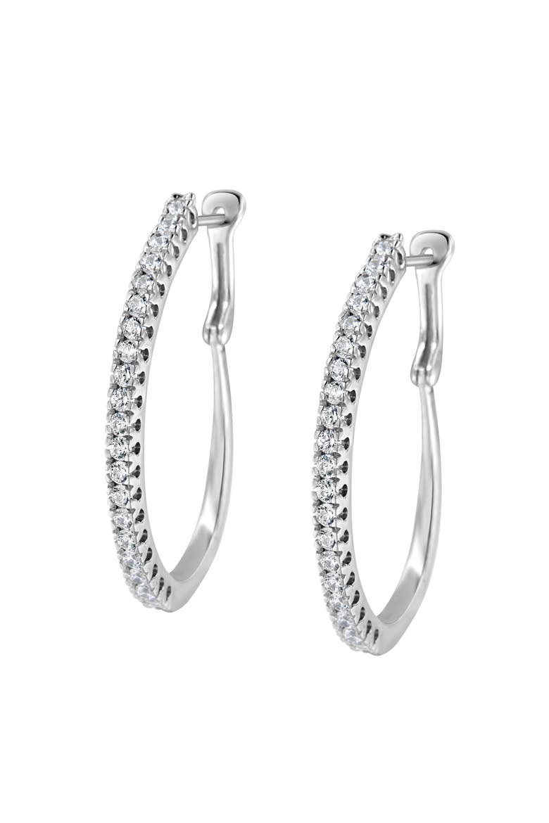 10KT White Gold 1 Ct Diamond Hoop Earrings, Alternate, color, White